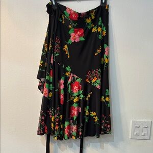 CAbi Black Floral Midi Skirt